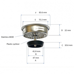 PSS0051 Easy Mount Stainless #430 Sink Strainer